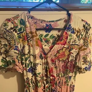 Long Floral T-shirt Dress/ Beach Cover-up